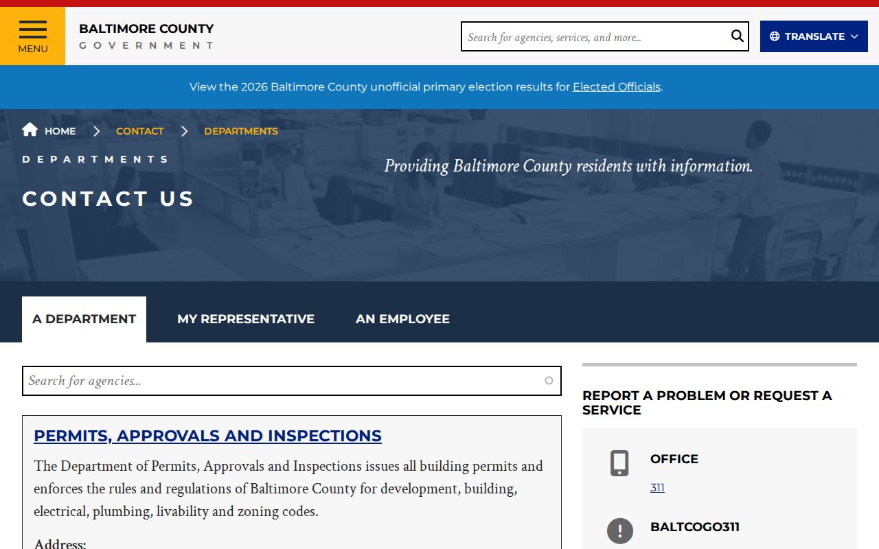 Cockeysville people directories Baltimore County department directory