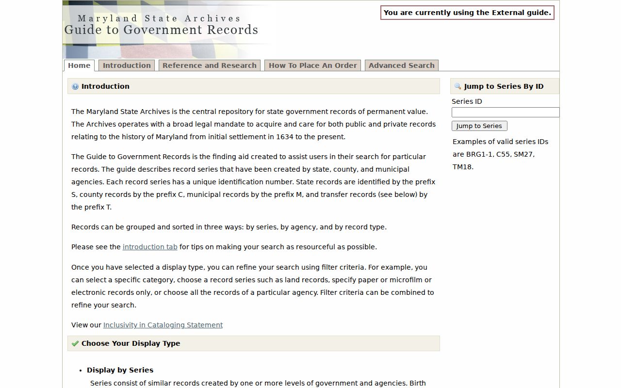 Cockeysville public records research in Maryland State Archives catalog