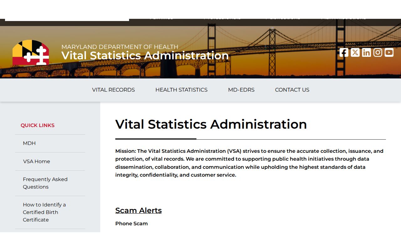 Cockeysville public records applications at Maryland Vital Records