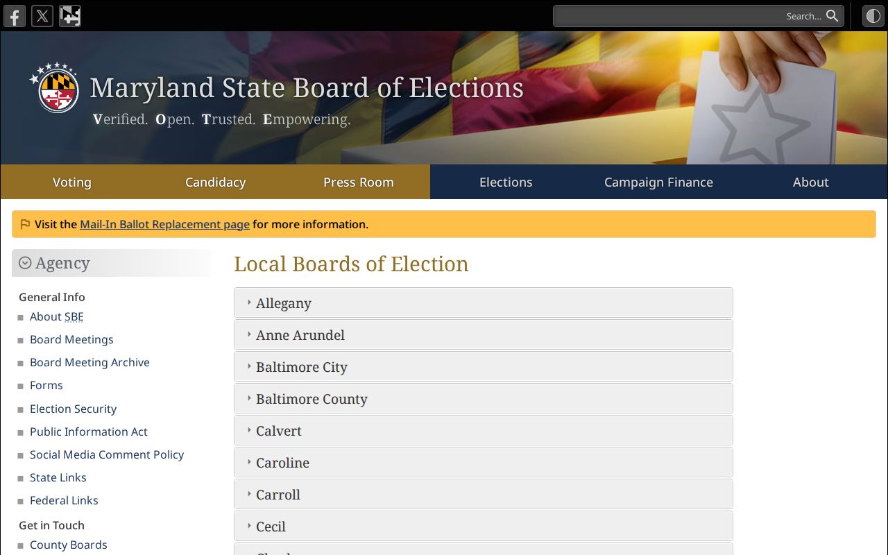 Cockeysville voter registration records Baltimore County election board directory